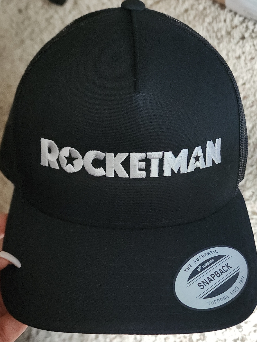 The Classics Black Mesh Trucker Hat with Gold Logo